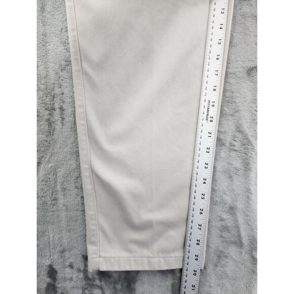 Vintage 90s Eddie Bauer High Rise Pleated Chino Pants Size 14 Khaki Tan Cotton - Picture 14 of 16